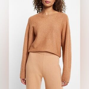 Express Crew Neck Dolman Sleeve Sweater in Camel